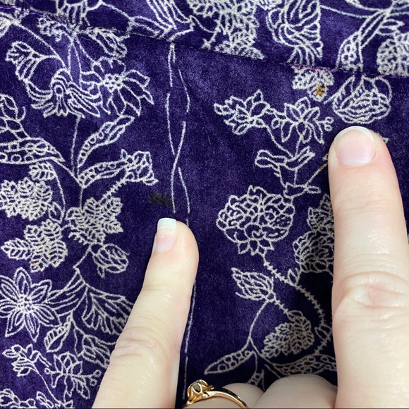 Vtg 70s Alpaq purple velvet floral print boho pant - Picture 5 of 7